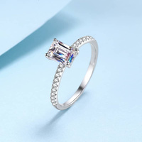 Anneaux de mariage en argent Sterling S925 avec élégant D couleur 1carat 2carat émeraude coupe Moissanite bague bijoux élégants pour les femmes