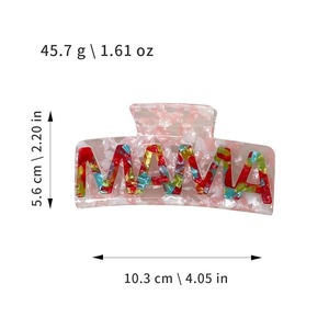 Kinling Factory, venta al por mayor, pinza de pelo grande para mujer, letra MAMA personalizada, herramienta de peinado de bajo precio ecológica de PVC colorido - Product Image 4