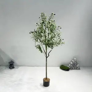 Leaves Artificial Detachable Bonsai Olive Tree Plastic Plants Real Touch Leaves High Quality Olive Fruit For Outdoor Supply