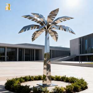 Resong thiết kế hình học hiện đại lớn thép không gỉ cây cọ điêu khắc cho ngoài trời thành phố trang trí nội thất - Product Image 1