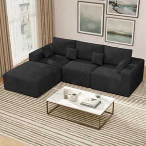 Sofá Seccional en Forma de L con Tapizado de Terciopelo Moderno, con Soporte Ergonómico, Almohadas Extraíbles y Gran Capacidad para la Sala de Estar - Product Image 1