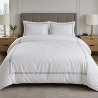Ensemble de literie 3 pièces brodé double ligne : Housse de couette et taies d'oreiller – Textile de maison moderne pour chambre à coucher