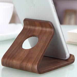 Supporto per Telefono da Scrivania in Legno di Noce Naturale, Porta Cellulare Universale Portatile per <span class=keywords><strong>iPhone</strong></span> Samsung Tablet, per Ufficio e Casa - Product Image 1