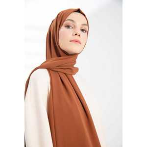 Écharpe/Hijab en crêpe de style ethnique, imprimé noisette, en mousseline de polyester tissée pour le printemps, l'été et l'hiver - Product Image 5