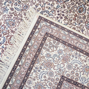 Tappeto da 9x12 piedi antico tappeto da preghiera turco portatile da viaggio orientale in seta Kashmir con la preghiera - Product Image 5