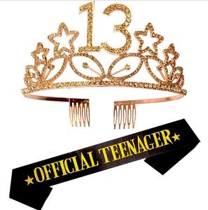 <span class=keywords><strong>13th</strong></span> cumpleaños Tiara nupcial feliz <span class=keywords><strong>13th</strong></span> fiesta de cumpleaños suministros <span class=keywords><strong>13th</strong></span> Officinal adolescente conjunto para <span class=keywords><strong>13th</strong></span> fiesta de cumpleaños suministros - Product Image 2