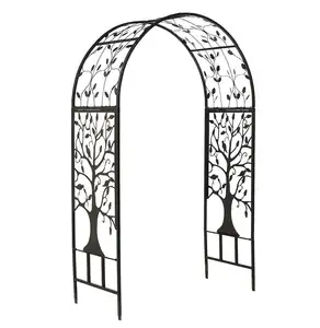 金属花园乔木生命之树设计黑色粉末涂层铁花园拱门花园草坪铁乔木格子