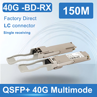 Modul Transceiver Optik QSFP Dual Fiber 40G 0.3km 2km 10km 40km 80km LC MPO Duplex Jarak Jauh Penuh untuk Jaringan Pusat Data