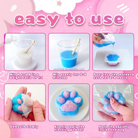 Kit de fabrication de squishy Taba, kit de fabrication de squishy DIY, silicone liquide AB 1:1, kit de squishy FuFu avec moule, poudre floquée, cadeaux anti-stress