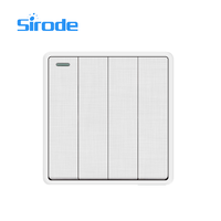 Sirode T4 Series British Standard Modern Luxury White Color PC Plate 2 Gang 2 Way Interruptores de pared y enchufes para el hogar