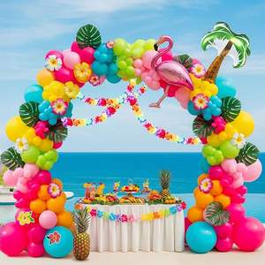 Kit d'arche de ballons sur le thème hawaïen, ballons <span class=keywords><strong>rose</strong></span> vif et orange pour les fêtes de bébé d'été, les fêtes à la piscine, les décorations de fête d'<span class=keywords><strong>anniversaire</strong></span> - Product Image 1