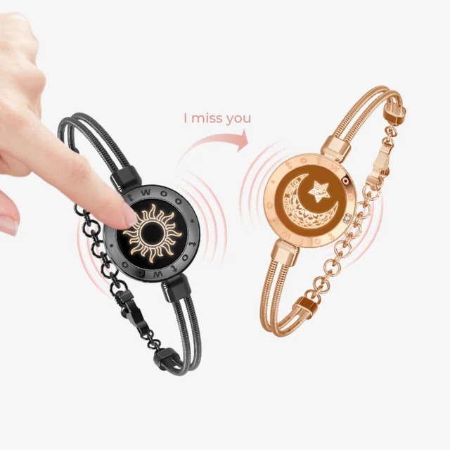 Fashion TOTWOO Sun&Moon Snake Chain Vibration & Light up Long Distance Touch Bracelets for Couples Pairing Jewelry Bluetooth