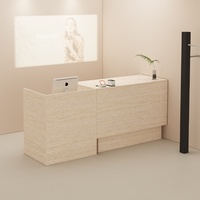 Bureau de réception minimaliste moderne à motif de travertin Petit comptoir de bar pour magasin de vêtements pour femmes Salon de coiffure Salon de beauté avant