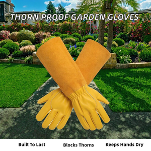 Gants de jardinage en cuir pour la taille des roses, avec protection longue manche, résistants aux épines, pour femmes et hommes - Product Image 2