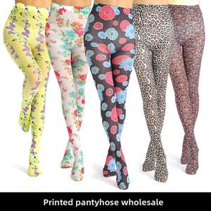 קיץ קיץ דק סרוגים מודפסים שקופים גרביונים פרפר פרחים רב-תכליתיים - Product Image 2