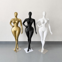 Maniquíes de Fibra de Vidrio de Guangzhou, Maniquíes de Talla Grande para Ropa, Maniquíes Femeninos Curvilíneos de Cuerpo Completo en Dorado Mate
