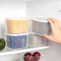 Boîte de rangement pour réfrigérateur, conteneur alimentaire en plastique, bac de congélation hermétique, organisateur de conservation avec drain pour cuisine et réfrigérateur