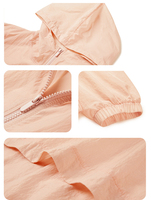 Veste de sport zippée RUIQUWIN OEM personnalisée pour femme, extensible dans quatre directions, sans coutures, légère, écologique, séchage rapide, respirante, à capuche, protection solaire