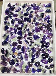 พลอยฟลูออไรต์สีม่วงธรรมชาติทรงโรสคัทแบบกลมแบนสำหรับทำเครื่องประดับ แหวน กำไลข้อมือ สร้อยข้อเท้า สร้อยคอ - Product Image 3