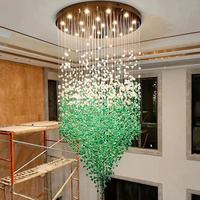 Lustre sur mesure en pierre colorée pour villa, escalier, plafond haut, hôtel, hall de villa, centre commercial, grand projet de luxe personnalisé