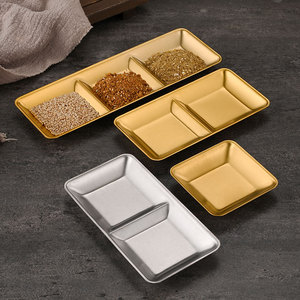 จานใส่ซอสสเตนเลส 304 สำหรับบาร์บีคิว หม้อไฟ อาหารทานคู่ มีสองหรือสามช่อง สีทึบ ทนต่อการกัดกร่อน - Product Image 2