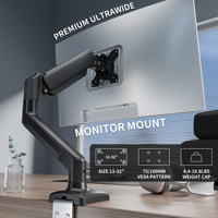 Support de moniteur ergonomique multi-angle VESA 100x100 réglable avec ressort à gaz pour bureau à domicile