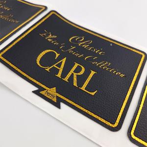 Tùy chỉnh sang trọng da Emboss/deboss dán với logo gấp lá Emboss bạc lá da Sticker - Product Image 5