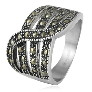 yunnique <b>Titanium</b> Steel Hollow Gemstone <b>Ring</b> Geometric Retro Punk Women's Party Jewelry 210138 - Product Image 1