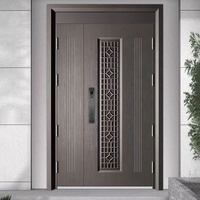 Porte d'entrée extérieure de haute qualité Watboc, porte principale moderne en acier pour résidence, porte de sécurité inégale/double avec verre trempé