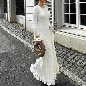 เดรสยาวทรงโอวัล คอริบบ์ แขนยาว สไตล์ลำลอง สำหรับผู้หญิง ดีไซน์หรูหรา รุ่นใหม่ล่าสุด - Product Image 2