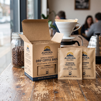 AT PACK Échantillon Gratuit Personnalisé Sachet d'Emballage Vide pour Filtre à Café Japonais à Goutte, Scellé sur 3 Côtés, avec Oreilles de Suspension, Dose Unique