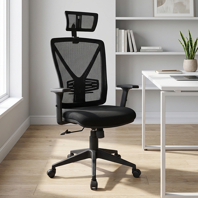 High Back Ergonomic Executive Staff Desk Chair 360° Swivel Comfortable Breathable Mesh Office Chair with Headrest