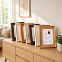 Cadres photo A4 minimalistes modernes écologiques à bordure étroite en plastique, tons bois vintage, cadres photo multicolores, décoration murale pour la maison
