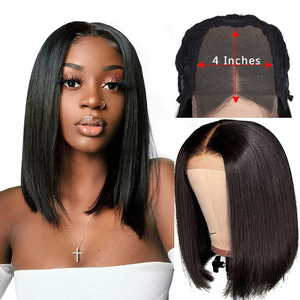 Hot Bán Bán Buôn <span class=keywords><strong>Bob</strong></span> Phong Cách Ngắn Tóc Giả Ren Phía Trước Tóc Giả Trinh Nữ Nhân Tóc <span class=keywords><strong>Bob</strong></span> Tóc Giả Cho Màu Đen Brazil Phụ Nữ 1 Mảnh Dài - Product Image 3