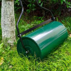 Heavy Duty <b>Garden</b> Lawn Roller-Black+Green Iron Push Roller Ergonomic Handle 45L Capacity Powder Coated for Lawn Care Seed - Product Image 5