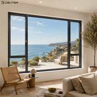 Ventana Abatible y Giratoria de Aluminio, Vidrio de Seguridad Resistente a Impactos, Ventana de Aleación de Aluminio con Rotura de Puente Térmico para Casas en Zonas Costeras