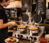Machine à gaufres électrique professionnelle CUCINA à double tête en acier inoxydable antiadhésive pour restaurant