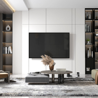 Centre de divertissement LED en MDF, style minimaliste, brun foncé, art déco nordique, noyer contemporain