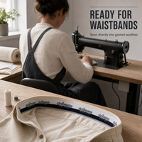 Bande élastique jacquard personnalisée avec logo tissé, ceinture extensible noire et blanche pour vêtements, sacs et couvre-chefs