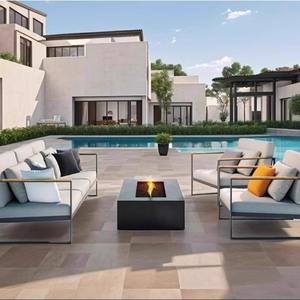 Moderno negro jardines al aire libre sesiones de metal sofá terrazas patio muebles de aluminio muebles de exterior - Product Image 2