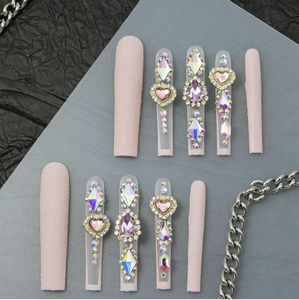 JOYPET Glamorous French Tips Precioso juego <span class=keywords><strong>de</strong></span> <span class=keywords><strong>uñas</strong></span> postizas Pintura a mano 10PCS Diseño único <span class=keywords><strong>Uñas</strong></span> 3D Encantos hechos a mano - Product Image 3