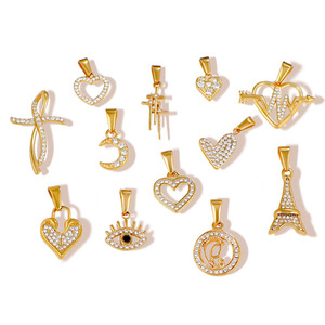 Ciondolo personalizzato 18K oro placcato titanio acciaio inox zircone diamante luna cuore occhio <span class=keywords><strong>Effel</strong></span> <span class=keywords><strong>torre</strong></span> ciondoli per collana fai da te - Product Image 6