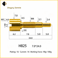 Pogo Pin télescopique à ressort en laiton plaqué or, usiné CNC sur mesure, usinage par électroérosion à fil, fileté moleté, pour PCB