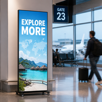 Schermo LED per Poster P2.5 Direttamente dalla Fabbrica, 160.000 Pixel, Scala Grigio 14-Bit, IP65, Supporto Mobile da Pavimento per Aeroporti, Metropolitane, Ascensori