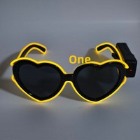 Coeur paillettes EL lunettes de soleil lumineuses nouveaux accessoires photo de fête pour anniversaire et mariage LED éclairer les lunettes
