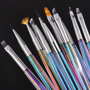 Ensemble de pinceaux à ongles en gel avec manche transparent en acrylique personnalisé avec logo, pour la peinture de fleurs ombrées, pinceaux de manucure pour salon - Product Image 4