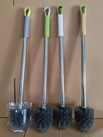 Ensemble brosse de toilette et support écologiques à main, avec poils en nylon et manche en plastique, tête de brosse de toilette en PP