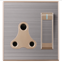 Prise murale 1 gang + 15A 3 broches avec interrupteur, en acier inoxydable, finition champagne, robuste, norme Bangladesh, Pakistan, Royaume-Uni, en promotion