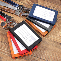 Porte-badge professionnel pliable en cuir PU de qualité, avec cordon de cou, sans fermeture, léger (40g), 50mm