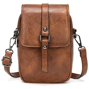 Lightweight PU Leather Small Crossbody Mobile Phone Case Bag Wallet Phone Pouch Shoulder Bag With 1 Flexible Strap For Women